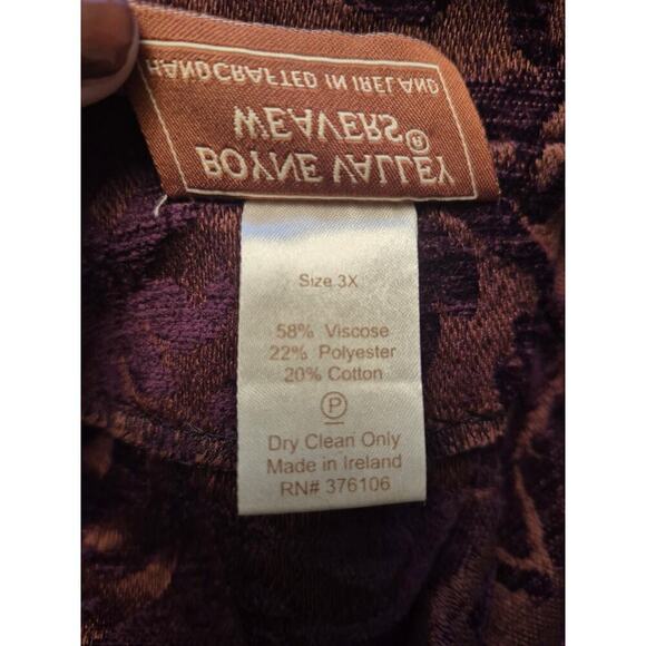 Boyne Valley Weavers Ireland  Plum Brocade Tapestry Blazer jacket Sz 3X - Picture 6 of 6
